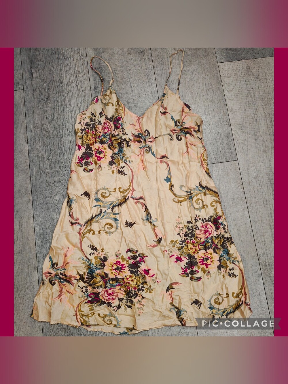🍁RARE 80s/90s Victoria's Secret Gold Label 100% Silk Floral Lingerie Slip Dress - Picture 4 of 6